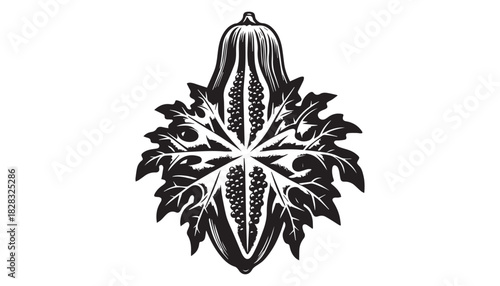 black color   papaya silhouette vector illustration, solid white background