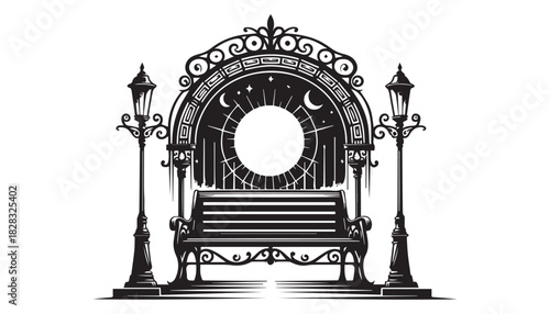 black color antique furniture silhouette vector illustration, solid white background