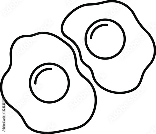 Simple outline illustration of two sunny side up fried eggs, perfect for breakfast, cooking, and food-related designs, minimalist icon.