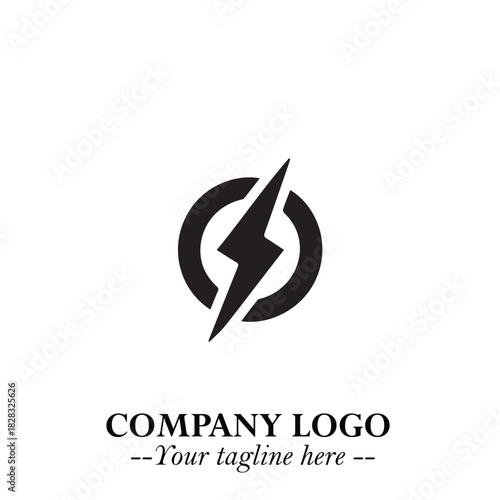 Sleek Electrical Logo Symbol on a Clean White Background for Modern Branding Design Elements Art