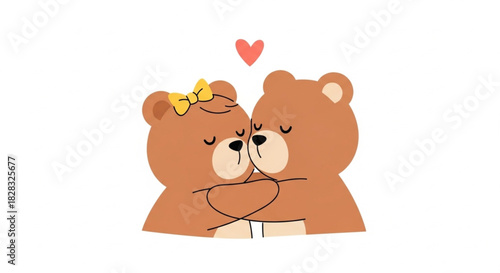 Adorable cartoon bears embracing with love creates a heartwarming feeling perfect for cards, invitations, or children's designs. Sweet bear love.