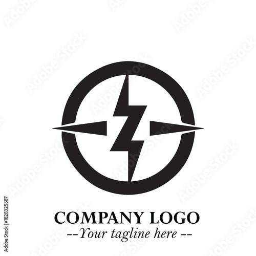 Sleek Electrical Logo Symbol on a Clean White Background for Modern Branding Design Elements Art