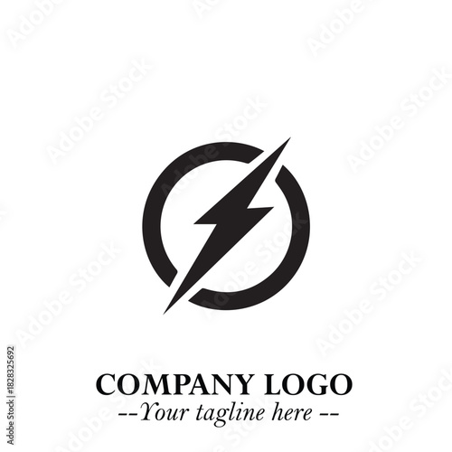 Sleek Electrical Logo Symbol on a Clean White Background for Modern Branding Design Elements Art