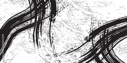 black white brush stroke pattern car sticker abstract banner sporty lines black white color combination brush stroke pattern grunge motorsport racing design, Eps 10, Modern.