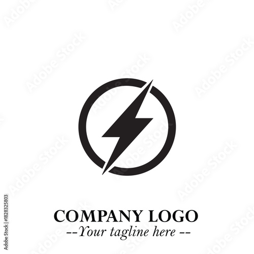 Sleek Electrical Logo Symbol on a Clean White Background for Modern Branding Design Elements Art