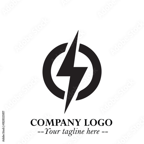 Sleek Electrical Logo Symbol on a Clean White Background for Modern Branding Design Elements Art