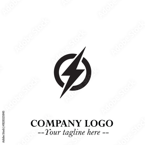 Sleek Electrical Logo Symbol on a Clean White Background for Modern Branding Design Elements Art