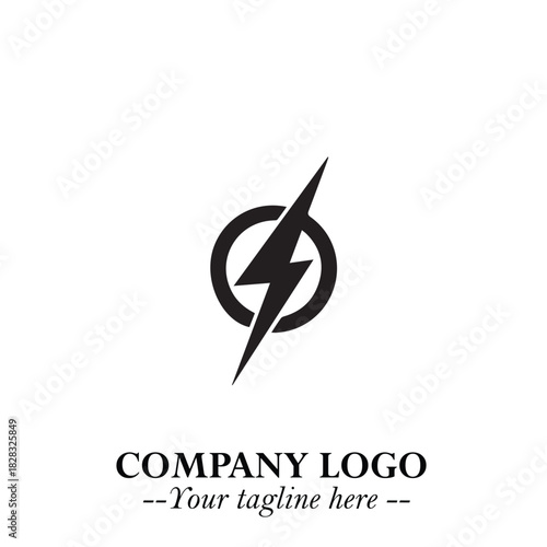 Sleek Electrical Logo Symbol on a Clean White Background for Modern Branding Design Elements Art