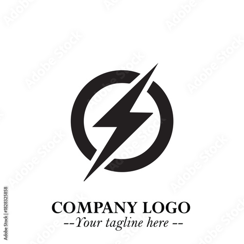 Sleek Electrical Logo Symbol on a Clean White Background for Modern Branding Design Elements Art