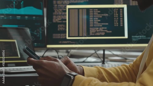 Focused Developer Switching Between Coding Tasks and Mobile Workflow