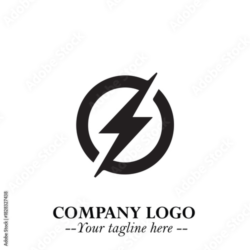 Sleek Electrical Logo Symbol on a Clean White Background for Modern Branding Design Elements Art