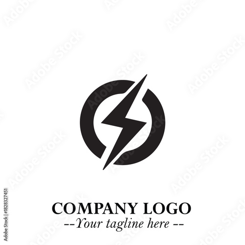 Sleek Electrical Logo Symbol on a Clean White Background for Modern Branding Design Elements Art