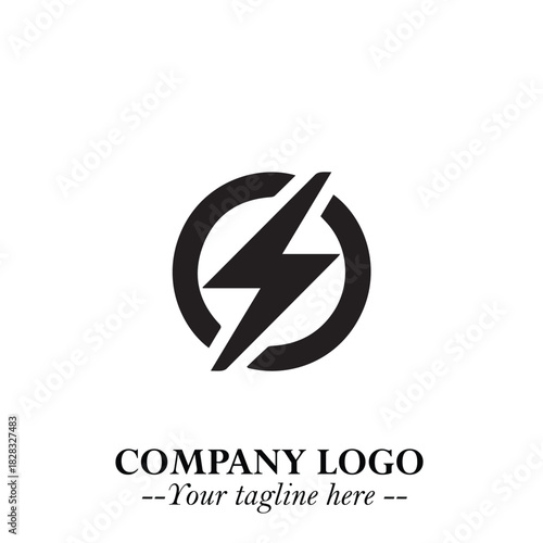 Sleek Electrical Logo Symbol on a Clean White Background for Modern Branding Design Elements Art