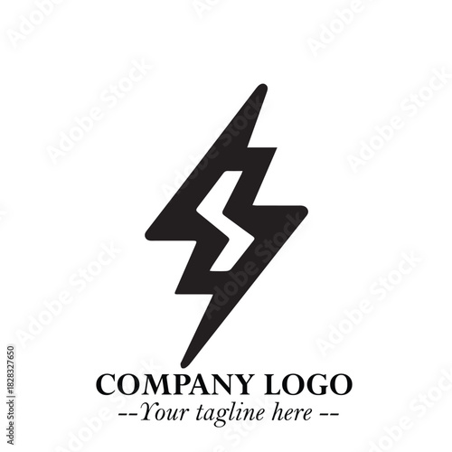 Sleek Electrical Logo Symbol on a Clean White Background for Modern Branding Design Elements Art