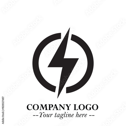 Sleek Electrical Logo Symbol on a Clean White Background for Modern Branding Design Elements Art