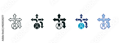 Pathways Icon Set Consisting of Multiple Styles Vector Illustration