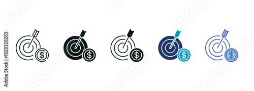 Business Target Icon Set Consisting of Multiple Styles Vector Illustration