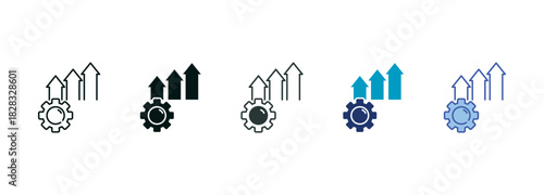Development Icon Set Consisting of Multiple Styles Vector Illustration