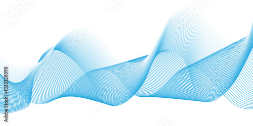 Modern abstract wave digital blue and white geometric technology. Abstract line wave gradient poster blend background vector.	