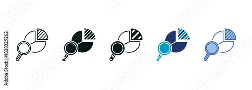 Pie Chart Analysis Icon Set Consisting of Multiple Styles Vector Illustration