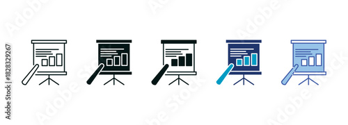 Presentation Board Icon Set Consisting of Multiple Styles Vector Illustration