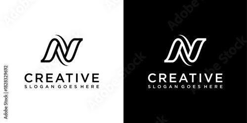 N or NN initial letter logo design vector