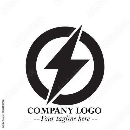 Sleek Electrical Logo Symbol on a Clean White Background for Modern Branding Design Elements Art