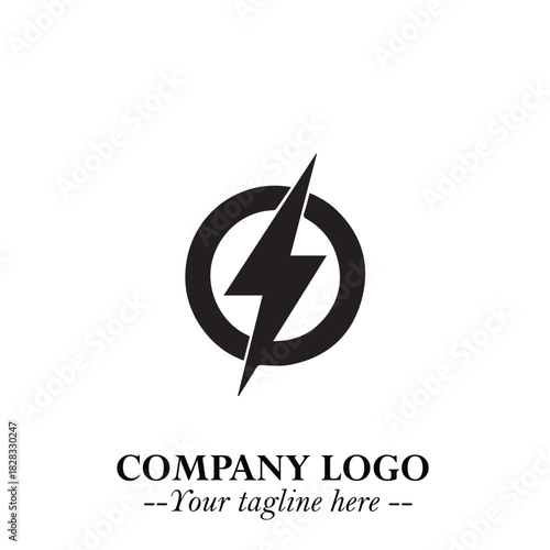 Sleek Electrical Logo Symbol on a Clean White Background for Modern Branding Design Elements Art