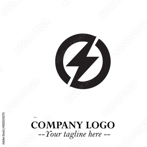 Sleek Electrical Logo Symbol on a Clean White Background for Modern Branding Design Elements Art