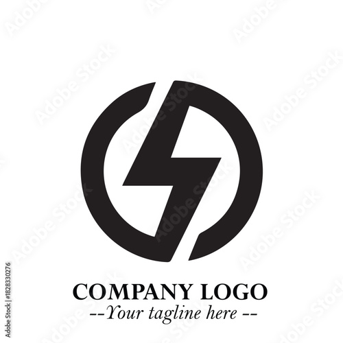 Sleek Electrical Logo Symbol on a Clean White Background for Modern Branding Design Elements Art