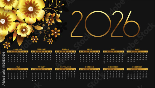 beautiful 2026 calendar dark template for monthly event organizer
