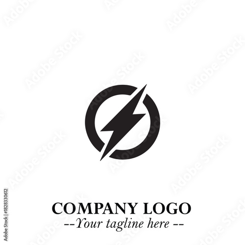 Sleek Electrical Logo Symbol on a Clean White Background for Modern Branding Design Elements Art