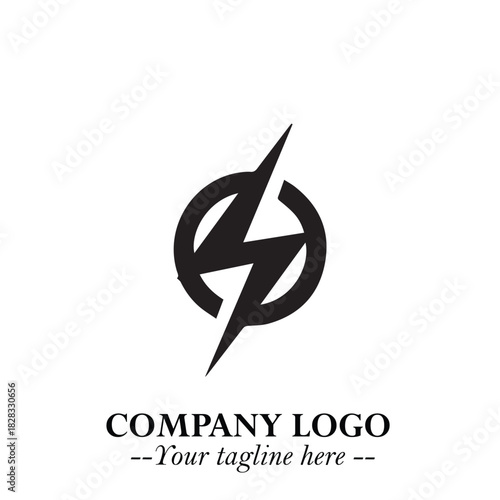 Sleek Electrical Logo Symbol on a Clean White Background for Modern Branding Design Elements Art