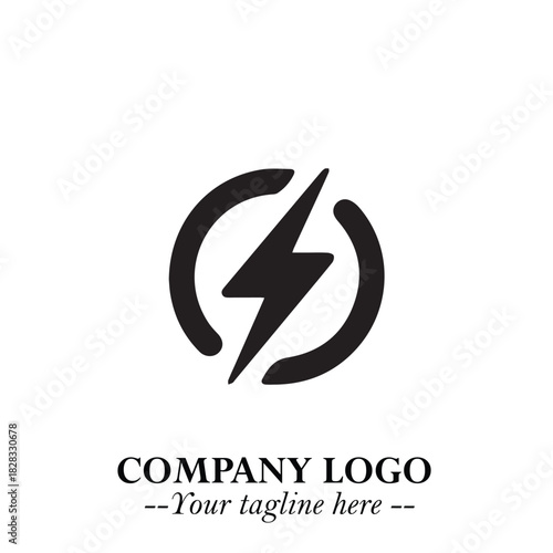 Sleek Electrical Logo Symbol on a Clean White Background for Modern Branding Design Elements Art