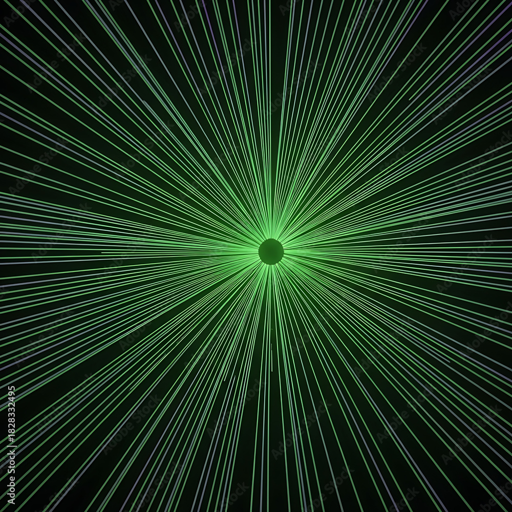 Obraz premium Green light emanating from a central point creating a vibrant visual display.