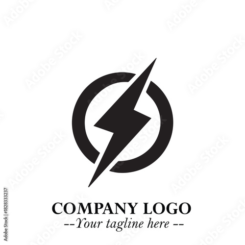 Sleek Electrical Logo Symbol on a Clean White Background for Modern Branding Design Elements Art