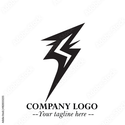 Sleek Electrical Logo Symbol on a Clean White Background for Modern Branding Design Elements Art