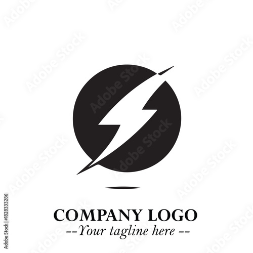 Sleek Electrical Logo Symbol on a Clean White Background for Modern Branding Design Elements Art