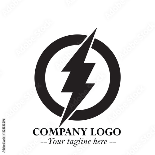 Sleek Electrical Logo Symbol on a Clean White Background for Modern Branding Design Elements Art