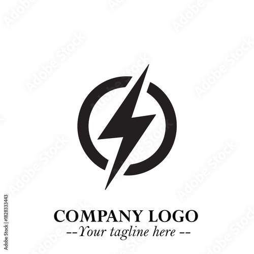 Sleek Electrical Logo Symbol on a Clean White Background for Modern Branding Design Elements Art