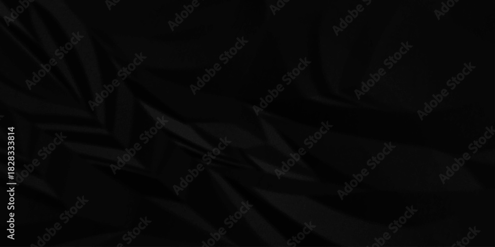Fototapeta premium Black paper wrinkled texture for background space. Rough black paper. Paper texture, recycled creased paper background. 
