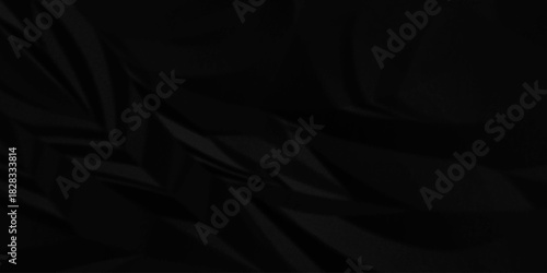 Black paper wrinkled texture for background space. Rough black paper. Paper texture, recycled creased paper background.	