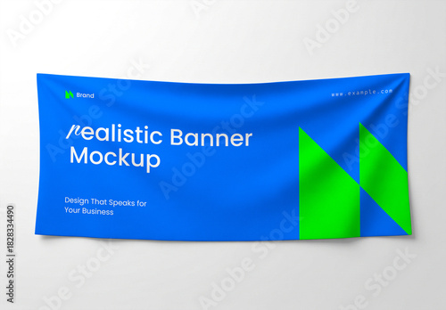 Realistic Outdoor Hanging Fabric Banner Mockup for Branding and Advertising