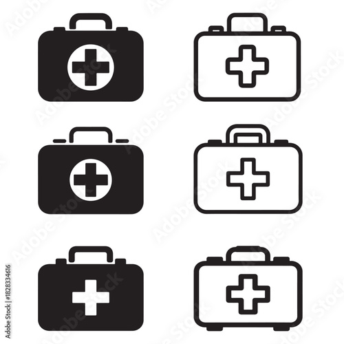 Minimal First Aid Kit Vector Icon – Clean Line Art Silhouette
