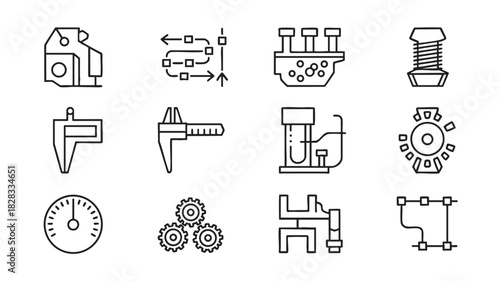 Engineering Components and Scientific Equipment Icons