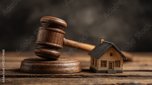 Gavel and Miniature House - Legal and Real Estate Concepts.