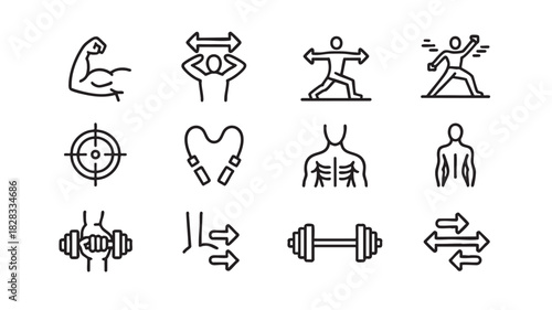 Fitness and Bodybuilding Icon Assortment bicep muscle