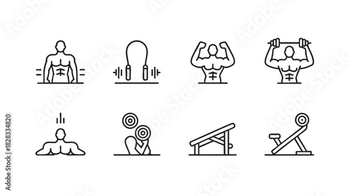 Fitness and Gym Icon Set workout exercise