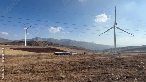 Wind turbines landscape. High quality 4k footage