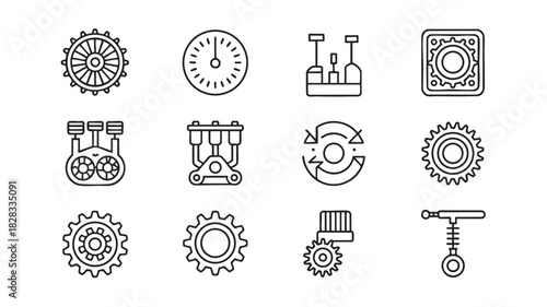 Industrial and Mechanical Engineering Icon Set gear